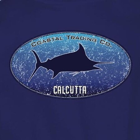 Calcutta Oval Fade Marlin TShirt No Pocket Navy Lg OFM-NVY-L